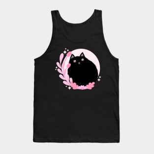 Black Cat with Mushrooms Tank Top